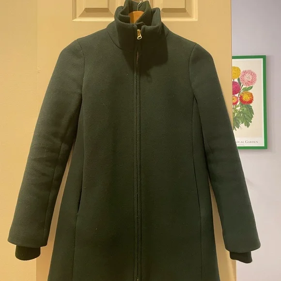 J. Crew Lodge Coat Italian Stadium Cloth Wool Nello Gori Forest Green 00 - Picture 2 of 9